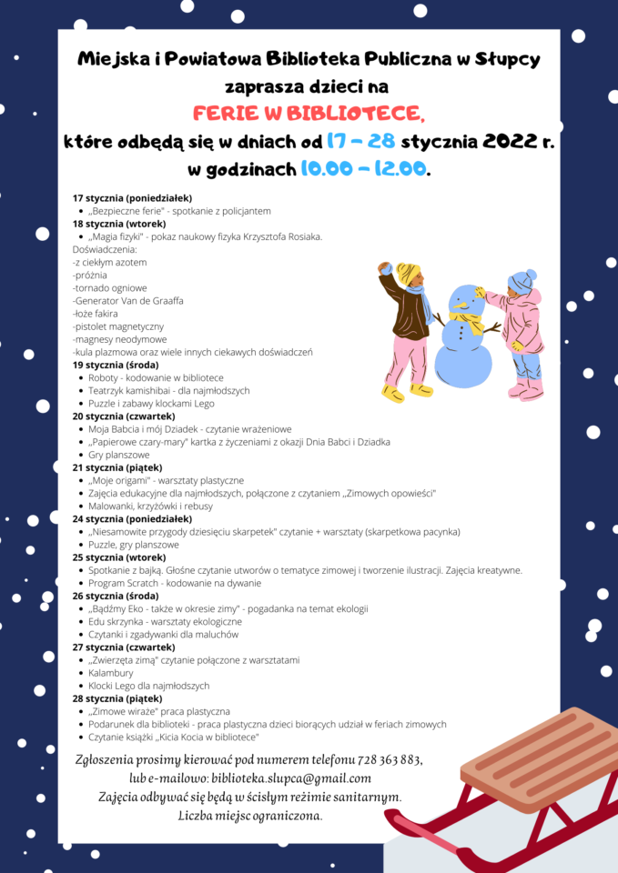 białe tło, granatowa ramka, po prawej stronie trójka dzieci