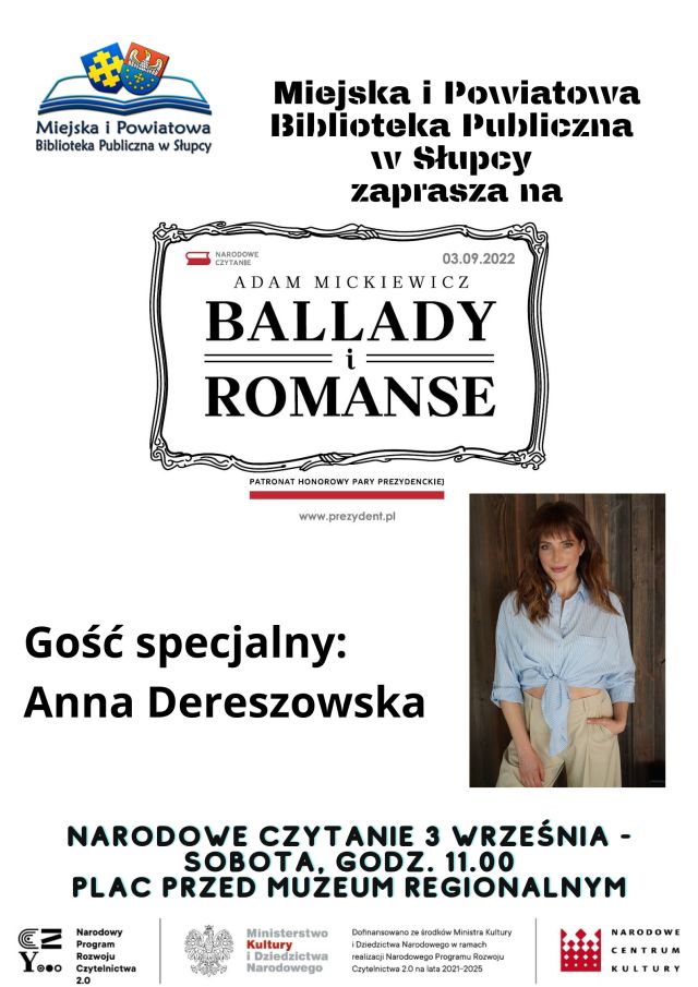 na białym plakacie informacja o wydarzeniu, z prawej strony zdjęcie kobiety