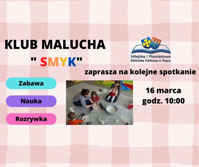 na fioletowym tle pośrodku zdjęcie dzieci bawiących się i zaproszenie do klubu malucha