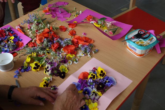 kolorowe kwiaty na stole