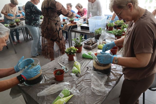 seniorki tworzą ogrody w słoikach