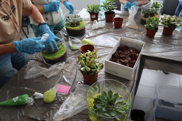 seniorki tworzą ogrody w słoikach