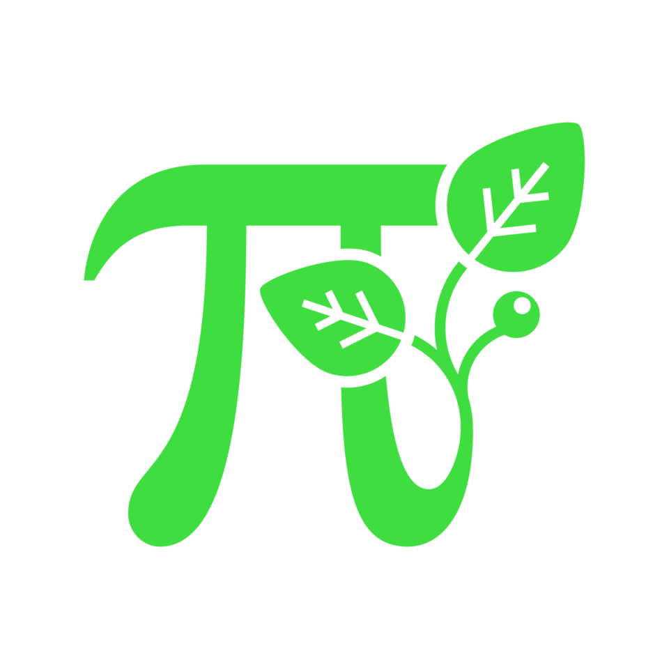 zielona literka pi z liściem