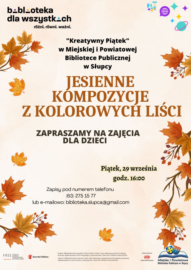 na kremowym tle zaproszenie na warsztaty i liście