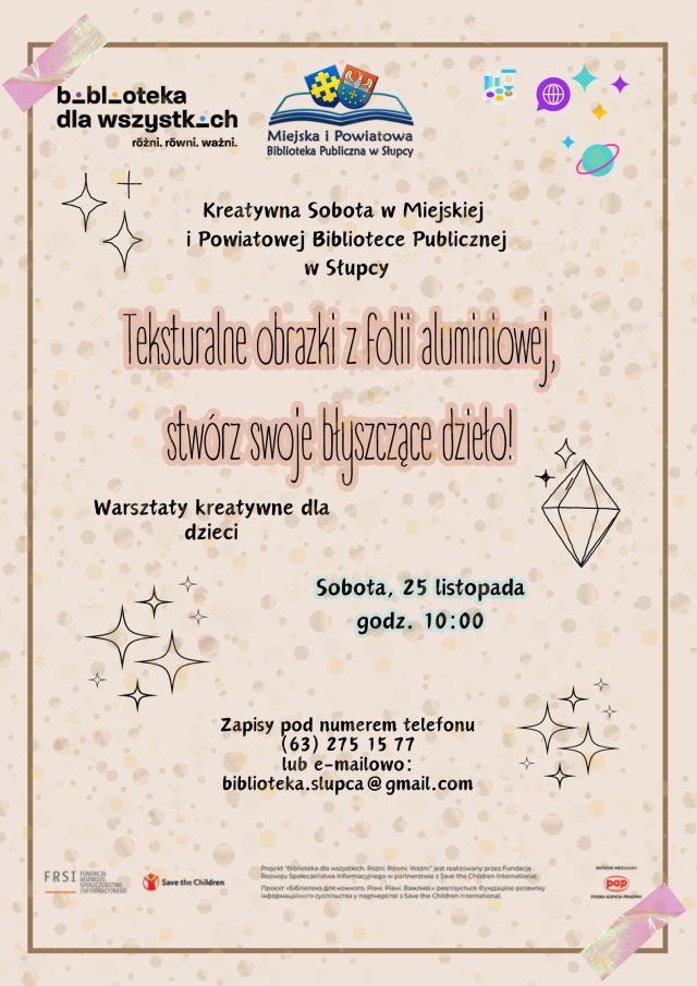 na różowym tle zaproszenie na kreatywne warsztaty