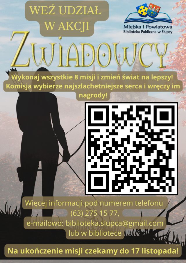 na siwym tle mężczyzna z łukiem oraz zaproszenie do zabawy Zwiadowcy