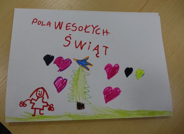 kartka świąteczna wykonana przez przedszkolaka