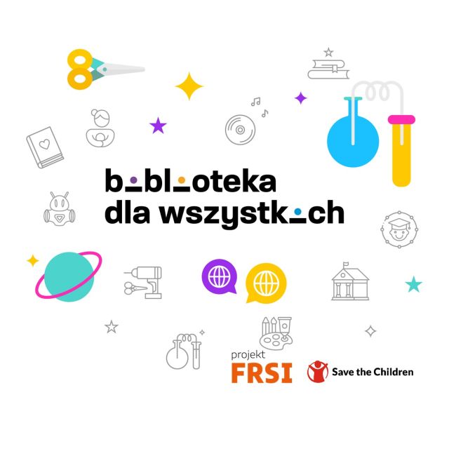 na białym tle nazwa projektu Biblioteka dla wszystkich
