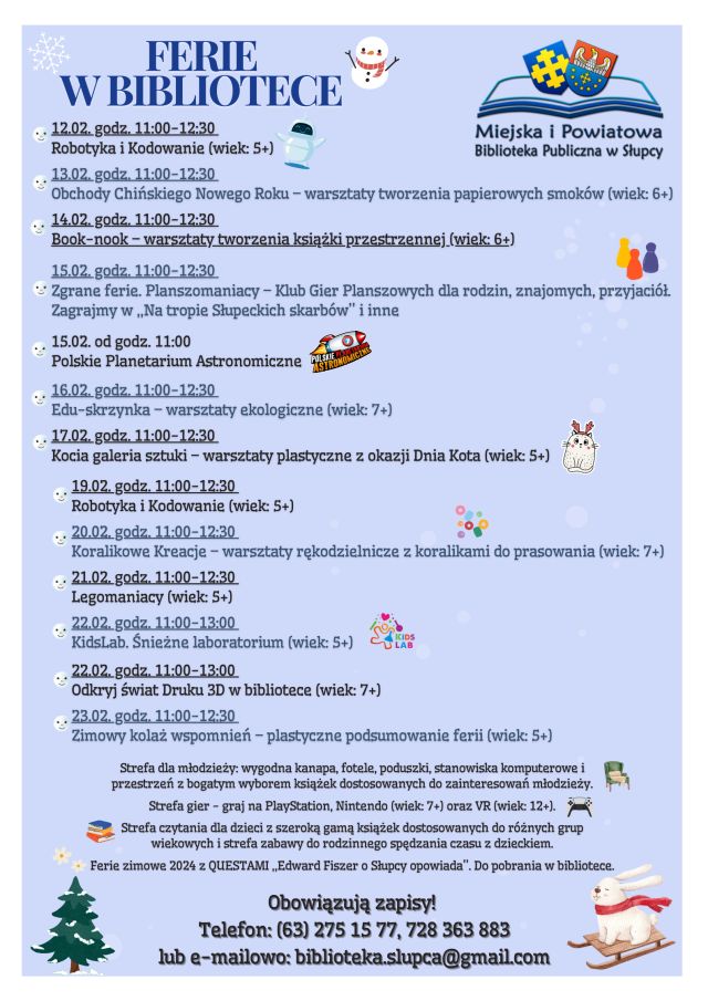 na niebieskim tleprogram ferii w bibliotece