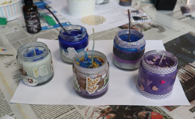 świece sojowe wykonane przez uczestniczki warsztatów