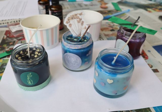 świece sojowe wykonane przez uczestniczki warsztatów
