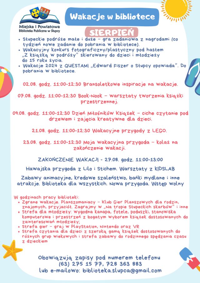 na białym tle program na sierpień