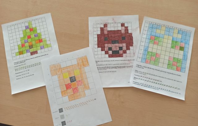 4 obrazki rozkodowane przez dzieci