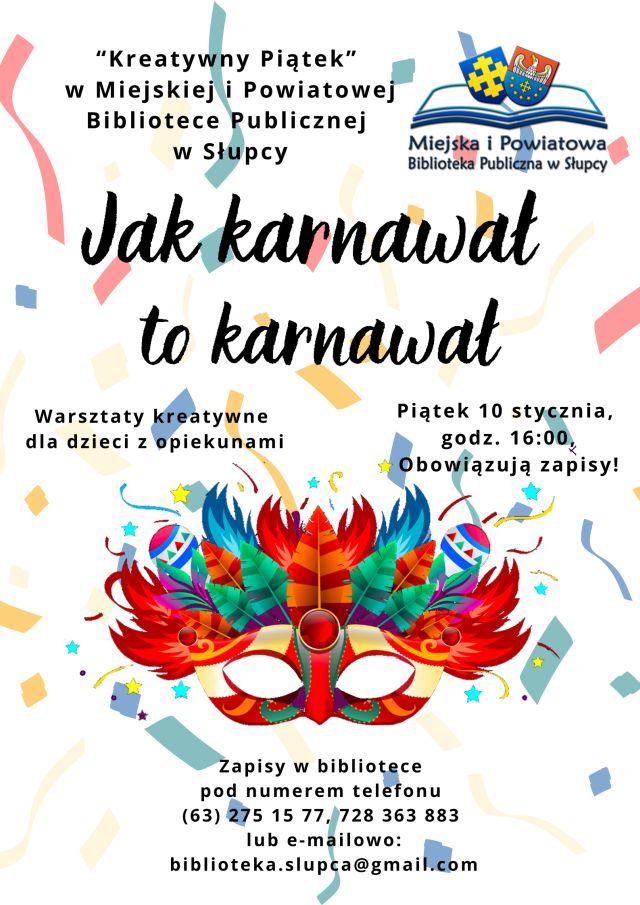 maska oraz zaproszenie na warsztaty