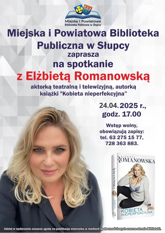 na jasnym tle zdjęcie kobiety i zaproszenie na spotkanie