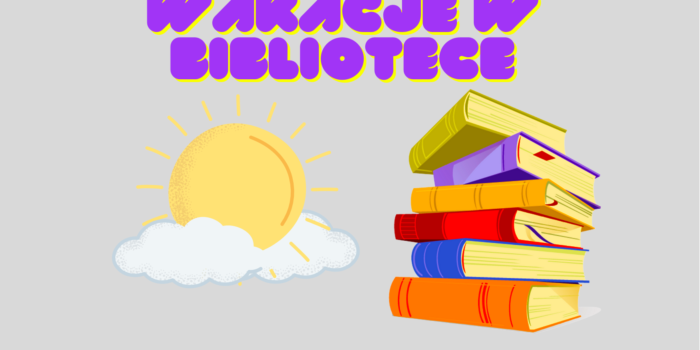 na siwym tle z prawej strony 6 książek poukładanych jedna na drugiej, po lewej stronie żółte słońce na białej chmurce